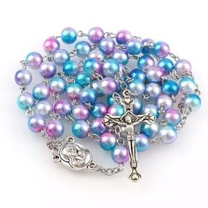 Holy rosary with Pink, purple, green 8mm beads